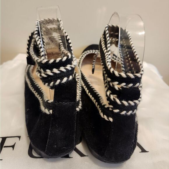 Furla "Bouganville" Blak Suede Laceup Ballet Flats Sz.7.5/38.5 Ret$295 w/Dustbag - Picture 6 of 16
